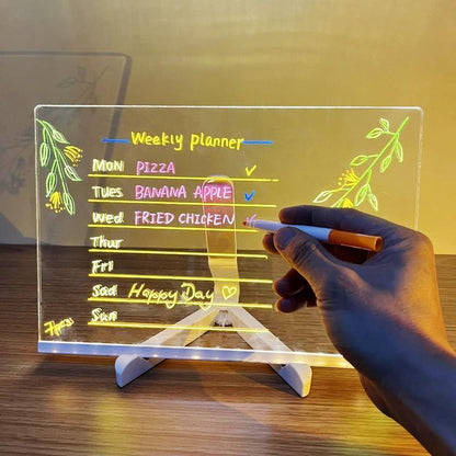 Led Message Board with Pen Set, 10Pcs/Set Rechargeable Reusable Writing Drawing Message Board, Luminous Dry Erase Board, Suitable for Office, School, Home