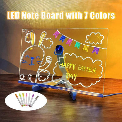 Led Message Board with Pen Set, 10Pcs/Set Rechargeable Reusable Writing Drawing Message Board, Luminous Dry Erase Board, Suitable for Office, School, Home