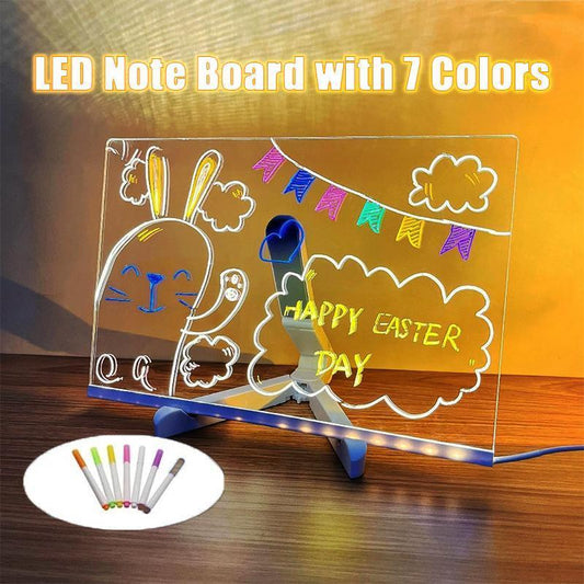 Led Message Board with Pen Set, 10Pcs/Set Rechargeable Reusable Writing Drawing Message Board, Luminous Dry Erase Board, Suitable for Office, School, Home